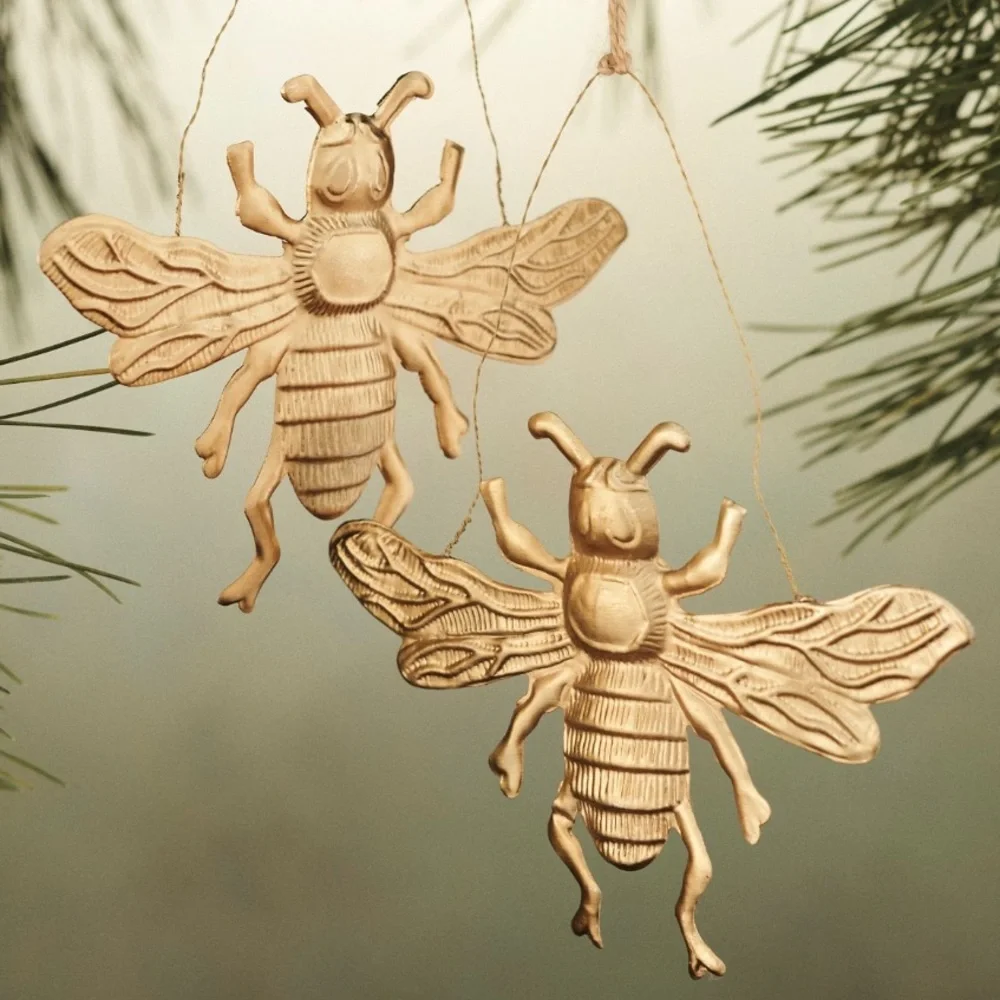 Gilded Bee 🐝 Holiday Ornaments set of 2 - Picture 2 of 8